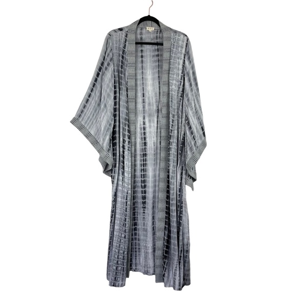 POL Ultra Thin Super Stylish Kimono Sleeve Tie Dye Maxi Duster Size Large - Picture 8 of 9